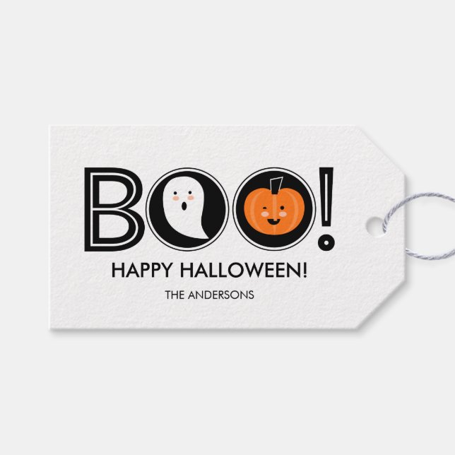 Boo! Happy Halloween Gift Tag (Front (Horizontal))