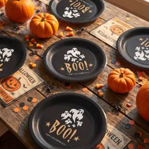 Boo Happy Halloween Personalised Paper Plate