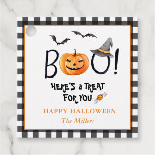 BOO Happy Halloween Pumpkin Square Favour tags