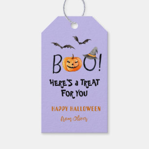 BOO Happy Halloween Pumpkin Treats Purple  Gift Tags