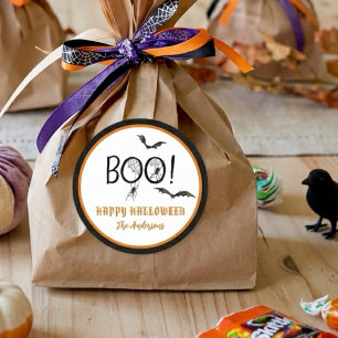 BOO Happy Halloween Treat  Classic Round Sticker