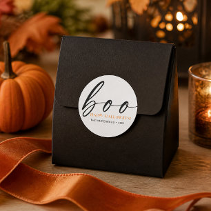 Boo Happy Halloween White Classic Round Sticker