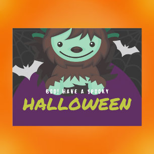 Boo Have a Spooky Halloween Cute Zombie Kid Holiday Postcard