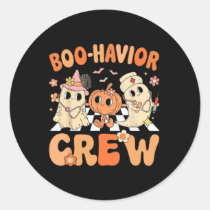 Boo Havior Crew Cute Halloween Therapist Ghosts A Classic Round Sticker