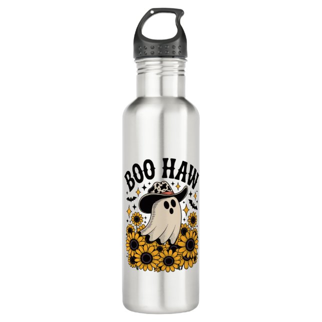 Boo Haw Cow Ghost Western Halloween 710 Ml Water Bottle (Front)