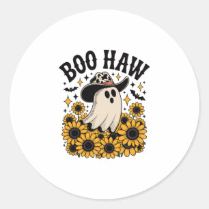 Boo Haw Cow Ghost Western Halloween Classic Round Sticker
