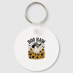 Boo Haw Cow Ghost Western Halloween Key Ring