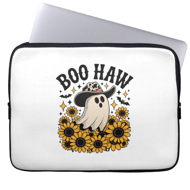 Boo Haw Cow Ghost Western Halloween Laptop Sleeve (Front)