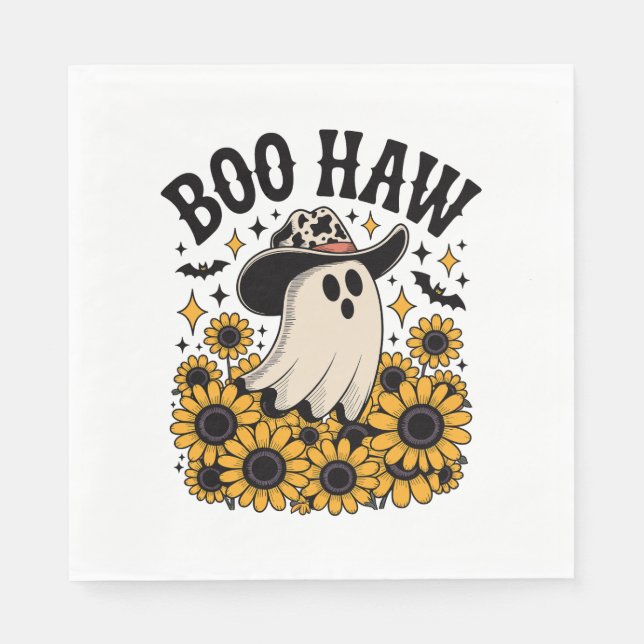 Boo Haw Cow Ghost Western Halloween Napkin (Front)