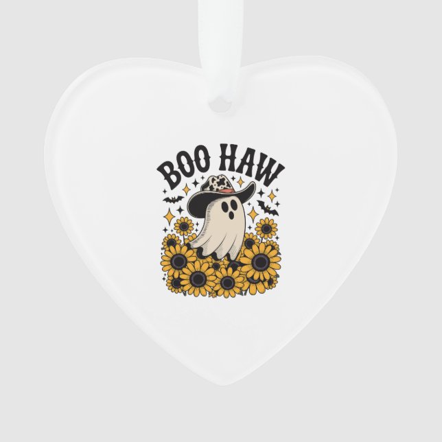 Boo Haw Cow Ghost Western Halloween Ornament (Front)
