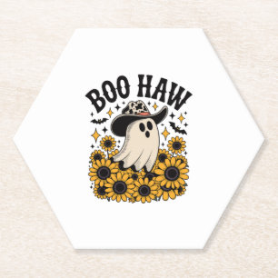 Boo Haw Cow Ghost Western Halloween Paper Coaster