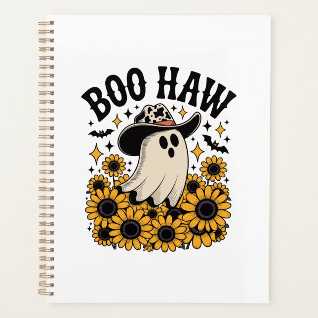 Boo Haw Cow Ghost Western Halloween Planner (Front)