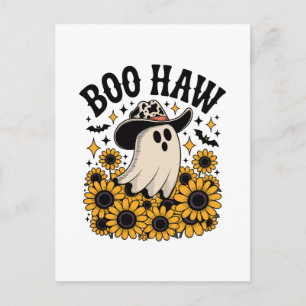 Boo Haw Cow Ghost Western Halloween Postcard