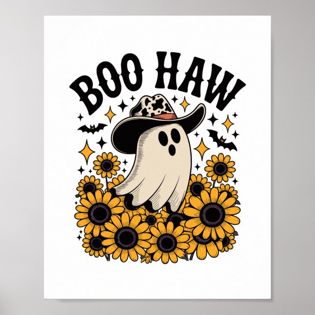 Boo Haw Cow Ghost Western Halloween Poster (Front)
