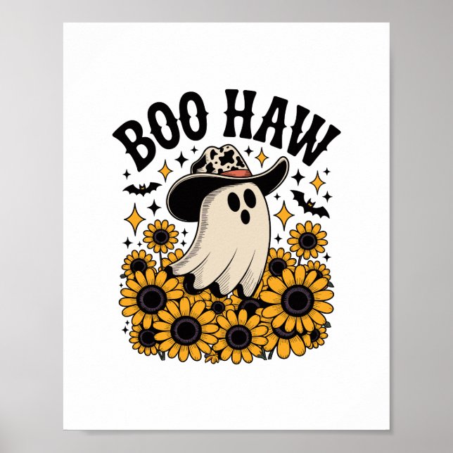 Boo Haw Cow Ghost Western Halloween Poster (Front)
