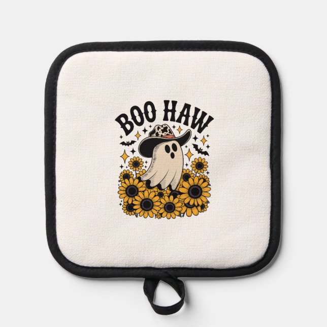 Boo Haw Cow Ghost Western Halloween Pot Holder (Front)