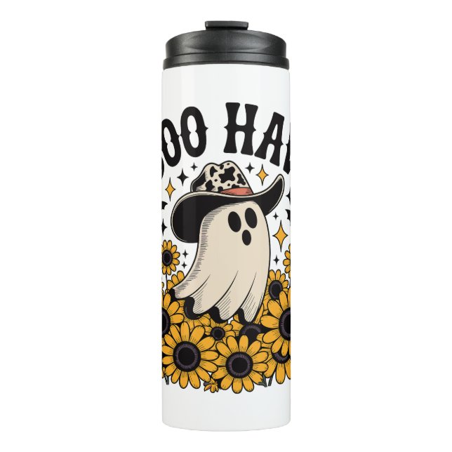 Boo Haw Cow Ghost Western Halloween Thermal Tumbler (Front)