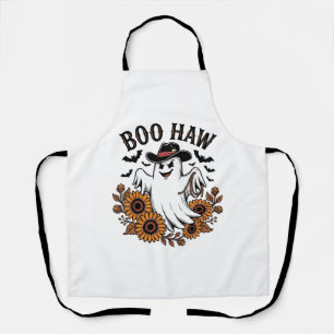 Boo Haw Cowboy Ghost Sunflowers Bats Halloween_1 Apron