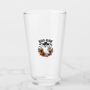 Boo Haw Cowboy Ghost Sunflowers Bats Halloween_1 Glass