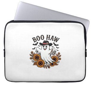 Boo Haw Cowboy Ghost Sunflowers Bats Halloween_1 Laptop Sleeve