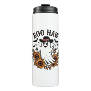 Boo Haw Cowboy Ghost Sunflowers Bats Halloween_1 Thermal Tumbler