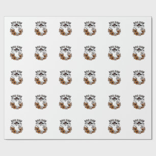 Boo Haw Cowboy Ghost Sunflowers Bats Halloween_1 Wrapping Paper