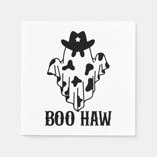 Boo Haw Funny Halloween Costume Ghost Western Spoo Napkin (Front)