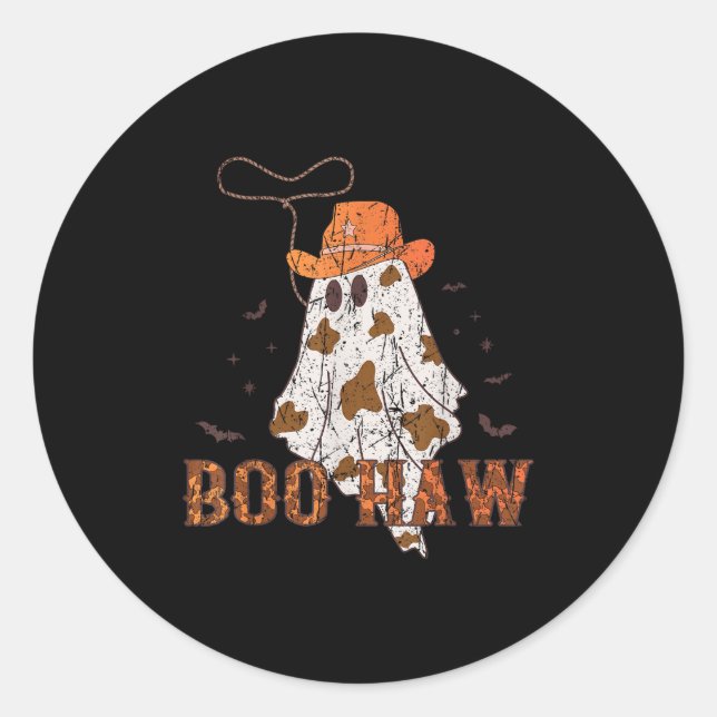 Boo Haw Ghost Cowboy Halloween Western Ghost Costu Classic Round Sticker (Front)