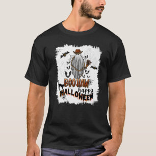 Boo Haw Happy Halloween Ghost Bats Western Style H T-Shirt
