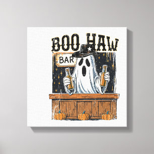 Boo Haw Retro Western Halloween Canvas Print