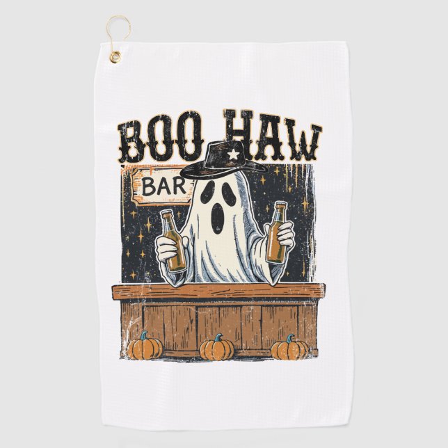 Boo Haw Retro Western Halloween Golf Towel (Front)