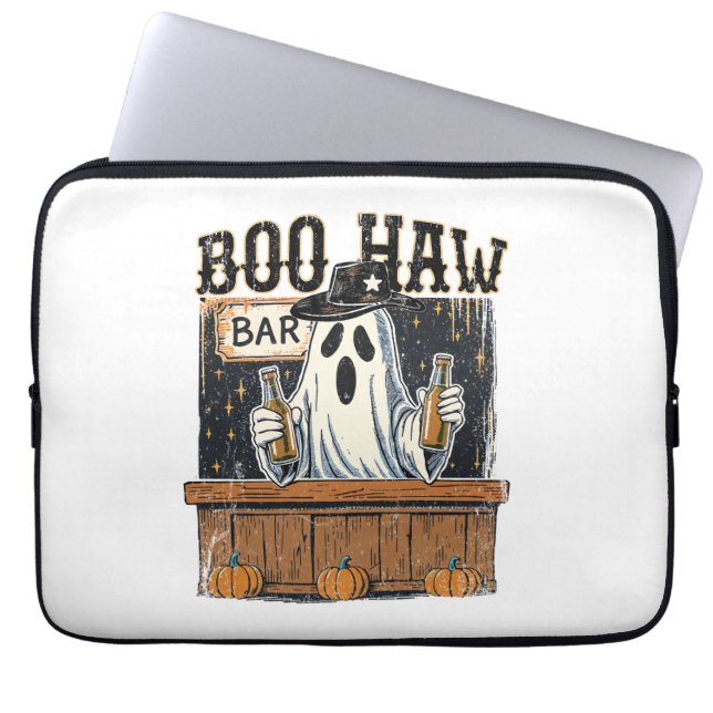 Boo Haw Retro Western Halloween Laptop Sleeve (Front)