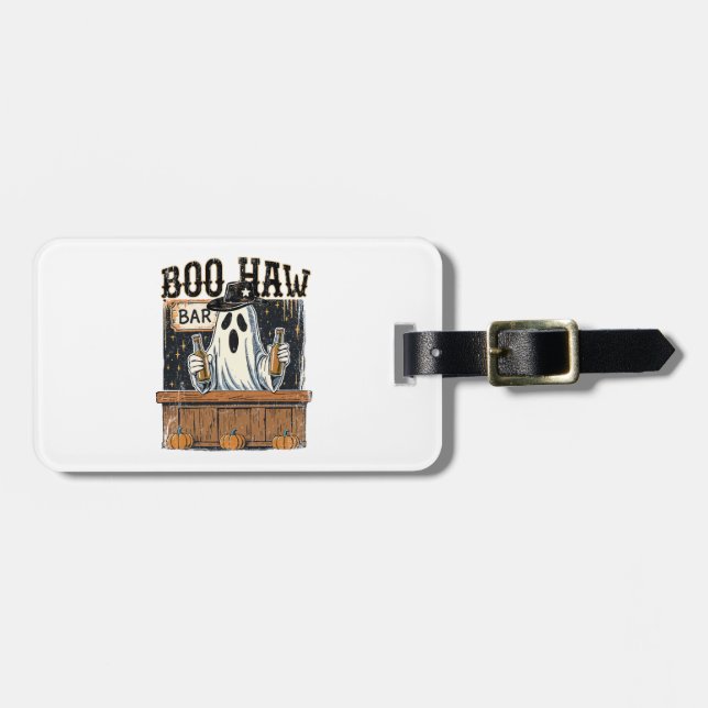 Boo Haw Retro Western Halloween Luggage Tag (Front Horizontal)