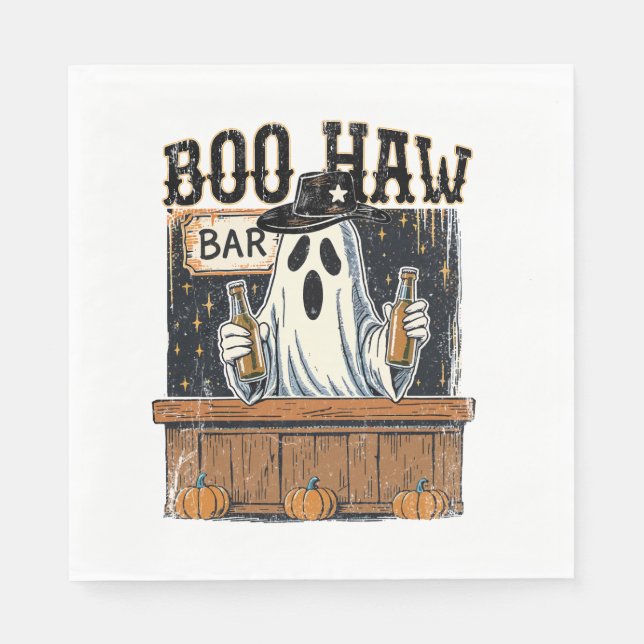 Boo Haw Retro Western Halloween Napkin (Front)