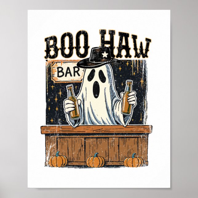 Boo Haw Retro Western Halloween Poster (Front)