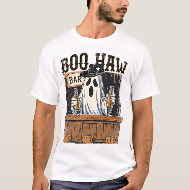Boo Haw Retro Western Halloween T-Shirt (Front)