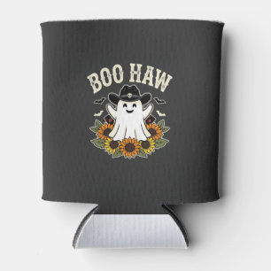 Boo Haw Western Halloween Ghost Design Can Cooler