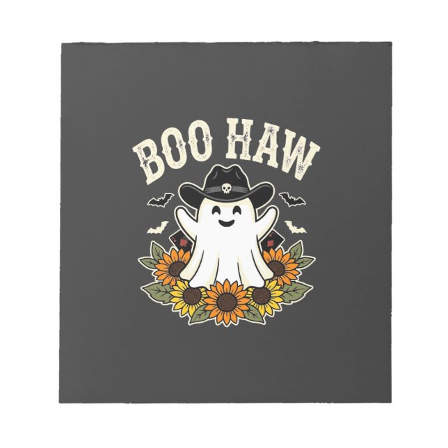 Boo Haw Western Halloween Ghost Design Notepad (Front)