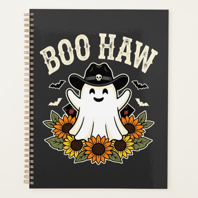 Boo Haw Western Halloween Ghost Design Planner (Front)