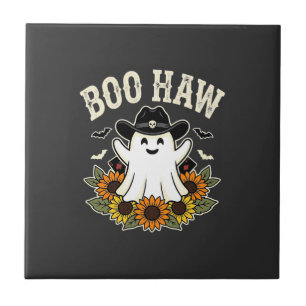 Boo Haw Western Halloween Ghost Design Tile