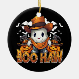 Boo Haw Western Halloween Vintage Ghost Funny Cute Ceramic Tree Decoration