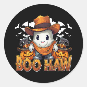 Boo Haw Western Halloween Vintage Ghost Funny Cute Classic Round Sticker