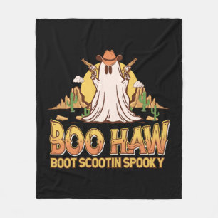 Boo Haw Western Halloween Vintage Ghost Funny Cute Fleece Blanket