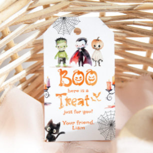Boo here is a treat for you Halloween party Gift Tags