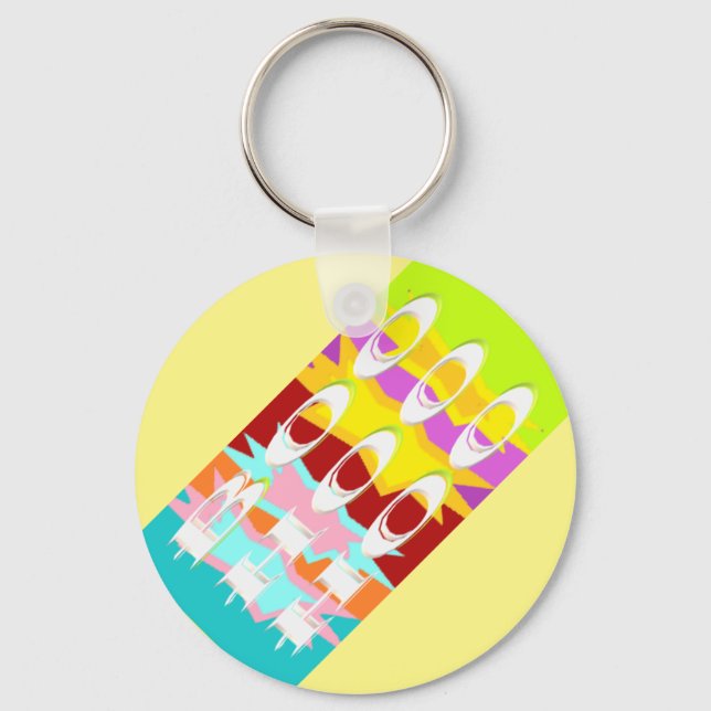 Boo Hoo design flash colours white text          B Key Ring (Front)
