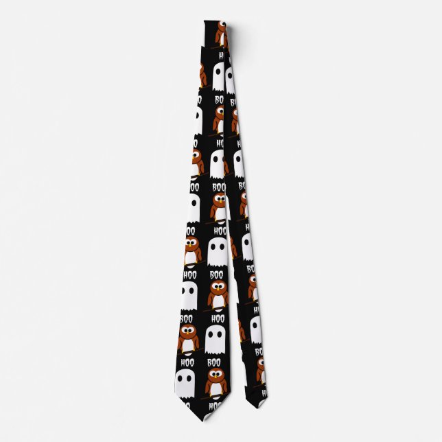 Boo Hoo Owl and Ghost Tie (Front)