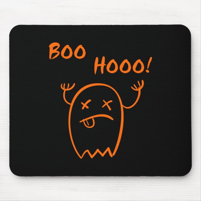 Boo Hooo Halloween Ghost Dark Monotone Mouse Mat (Front)