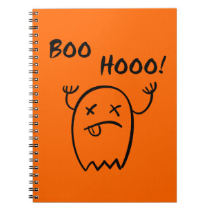 Boo Hooo Halloween Ghost Light-Monotone Notebook