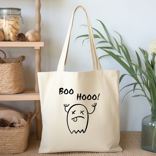 Boo Hooo Halloween Ghost Light-Monotone Tote Bag (Creator Uploaded)