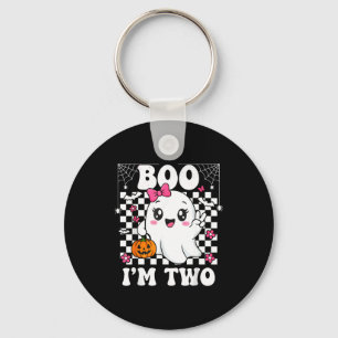 Boo i’m two ghost groovy 2nd birthday halloween key ring